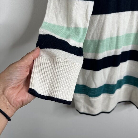 Talbots Sweater Womens Large Multi Color Striped Coastal Casual Preppy - EUC - Picture 4 of 12
